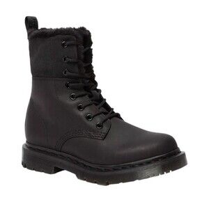 DR. MARTENS 1460 Kolbert Boot FULLY Faux FUR LINED BLACK LEATHER 8 US Wintergrip